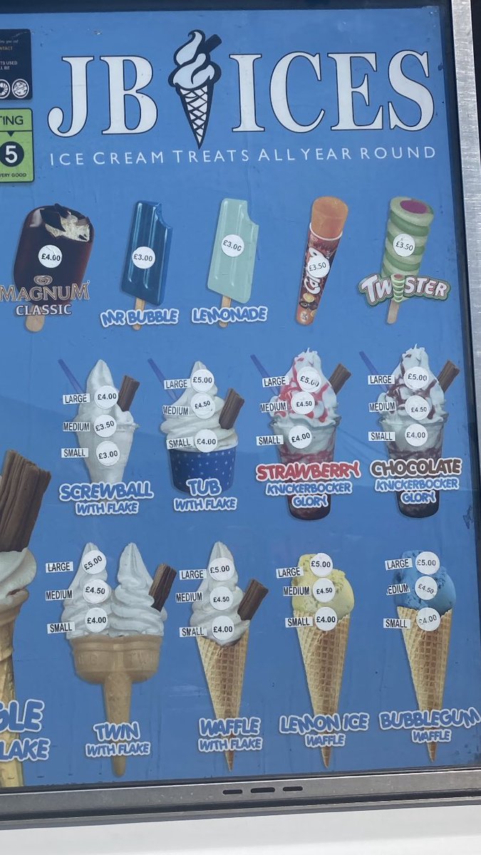 rhianlind's tweet photo. The prices of ice cream man wtaf, a 99 will set you back £4 WHAT IS HAPPENING 😭 https://t.co/bZPGEax1dn