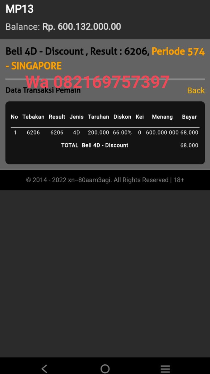 🏆𝙇𝘼𝙔𝘼𝙉𝘼𝙉 𝙍𝙀𝘼𝙇 𝙎𝙐𝘿𝘼𝙃 𝙏𝙀𝙍𝘽𝙐𝙆𝙏𝙄 𝙈𝙀𝙈𝘽𝙀𝙍𝙄𝙆𝘼𝙉 𝘼𝙉𝙂𝙆𝘼 𝙅𝘼𝘾𝙆𝙋𝙊𝙏 𝙆𝙀𝙋𝘼𝘿𝘼 𝙈𝙀𝙈𝘽𝙀𝙍 𝙔𝙂 𝙏𝙀𝙇𝘼𝙃 𝘽𝙀𝙍𝙂𝘼𝘽𝙐𝙉𝙂🤝
🏆𝙎𝙄𝘿𝙉𝙀𝙔🇦🇺
🏆𝙎𝙄𝙉𝙂𝘼𝙋𝙐𝙍𝘼🇸🇬
🏆𝙃𝙊𝙉𝙂𝙆𝙊𝙉𝙂🇭🇰
𝙈𝙄𝙉𝘼𝙏 𝙄𝙉𝘽𝙊𝙆 𝙒𝘼🔽
🪀[082169757397]📱✓