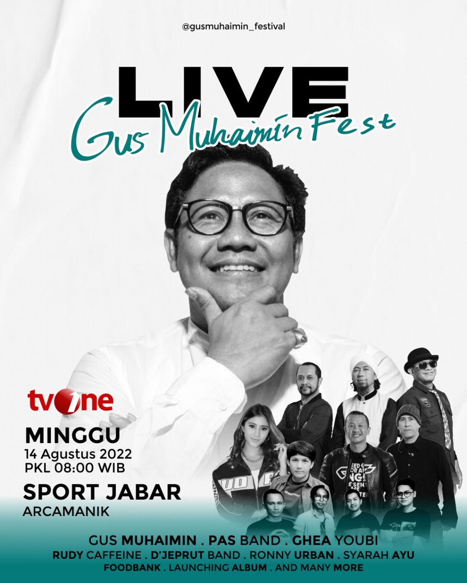 dpwpkbjabar's tweet photo. Live di @tvonenews ❗❗❗
Minggu 14 Agustus jam 08:00 WIB

Jangan sampai kelewatan pemirsa dirumah 😉
#gusmuhaiminfestival 
#muhaiminiskandar #festival #indonesianfestival #pasband  #jabar #gheayoubi #bandung #jeprut #thenext2024  #jabarsolidgusmuhaimin
@cakiminow 
@SyaifulHooda https://t.co/RYlOyrLz4r