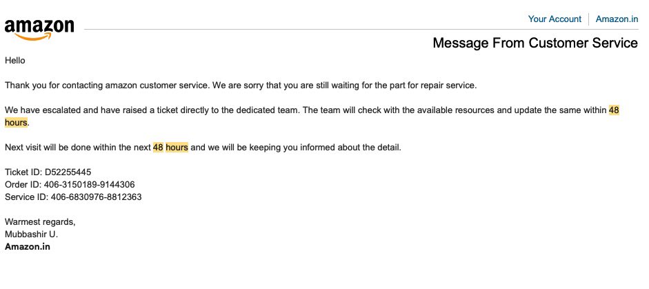 3ducatorsusa's tweet photo. @AmazonHelp I have tried connecting with the customer support team Kartik, this was after a one hour discussion. And after a 4th escalation. Your teams are not helpful

Ticket ID: D52255445
Order ID: 406-3150189-9144306
Service ID: 406-6830976-8812363 https://t.co/fLgLiGZlXE