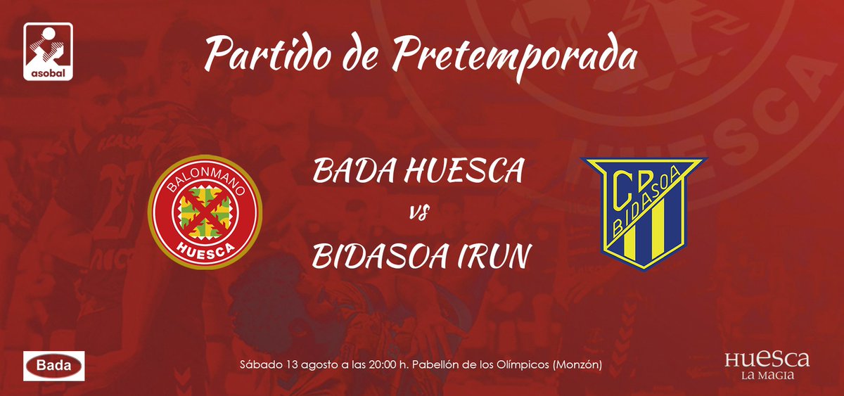 BmHuesca's tweet photo. 🔥 G A M E    D A Y 🔥

🗓 Sábado 13
🕗 20h
🆚️ @CDBidasoaIrun 
🏟 Pabellón de los Olimpicos (Monzón)

#VamosBada #BadaHuesca #LigaASOBAL #NuevoProyecto #HuescaLaMagia #Balonmano #Handball https://t.co/NivyfDksrI