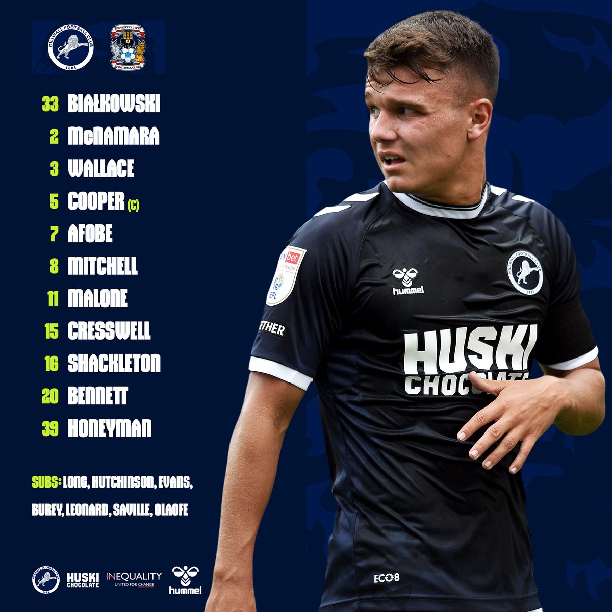 Millwall FC on X: 👀 Today's XI One change for #Millwall as George  Honeyman comes in for George Saville.  / X