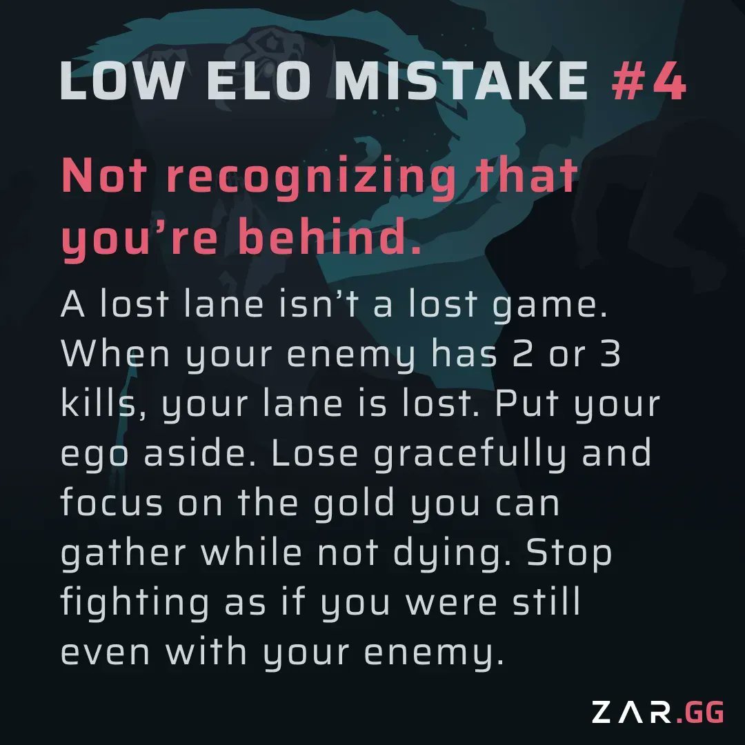 Zarggapp's tweet photo. Low elo mistake holding you back: Not recognizing that you're behind 
#leagueoflegends #lolguide https://t.co/uw7lVZGQON
