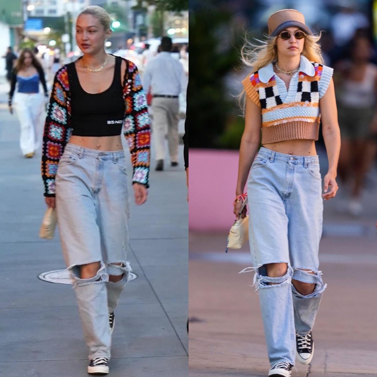 nyxmag's tweet photo. Gigi Hadid bu aralar @danielleguizio marka jeanini üzerinden çıkarmıyor. Sizin son zamanlarda vazgeçemediğiniz parça hangisi? 👙👗👖👒 #gigihadid #danielleguizio #jean #streetstyle #NYXmag https://t.co/q1KIebjQEV