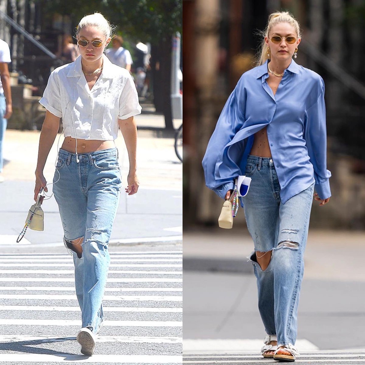nyxmag's tweet photo. Gigi Hadid bu aralar @danielleguizio marka jeanini üzerinden çıkarmıyor. Sizin son zamanlarda vazgeçemediğiniz parça hangisi? 👙👗👖👒 #gigihadid #danielleguizio #jean #streetstyle #NYXmag https://t.co/q1KIebjQEV