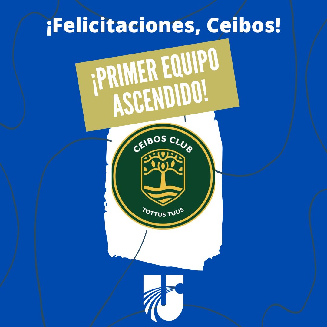 ¡ᴇʟ ᴘʀɪᴍᴇʀᴏ ᴇɴ ᴀꜱᴄᴇɴᴅᴇʀ! ⚽️🔝

Desde la <a href="/LUD_Oficial/">Liga Universitaria de Deportes</a> saludamos a <a href="/CeibosFutbol/">Ceibos Fútbol</a>, el primer equipo del torneo de #fútbol que logra el ascenso en esta temporada 2022 tras su logro en la Divisional “C” de #Sub20 👏🏼👏🏼👏🏼

¡Felicitaciones, muchachos! 

#SomosLaLiga