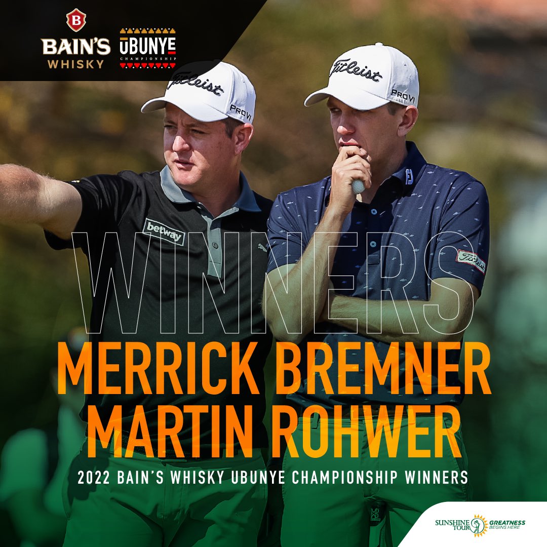 𝓒𝓸𝓷𝓰𝓻𝓪𝓽𝓾𝓵𝓪𝓽𝓲𝓸𝓷𝓼 Martin Rhower and Merrick Bremner on winning the @BainsWhisky Ubunye Championship 🏆🏆

#BainsWhiskyUbunyeChampionship 
#GreatnessBeginsHere 
#SunshineTour