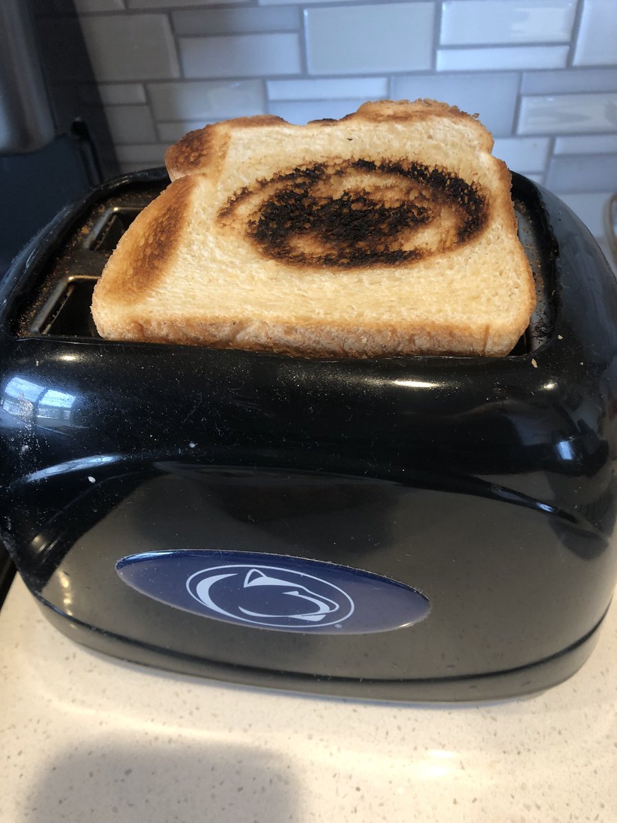 PSUtoaster's tweet photo. I am making some toast with the psu logo on it https://t.co/DSh81dI5eA