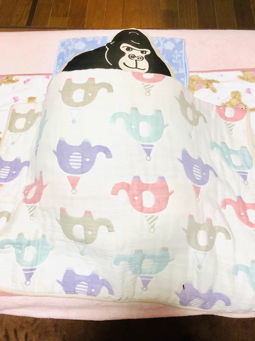 娘ちゃんは今日は嫁ちゃんの実家にお泊まり。かわりにうちにはゴリラが寝てる。 