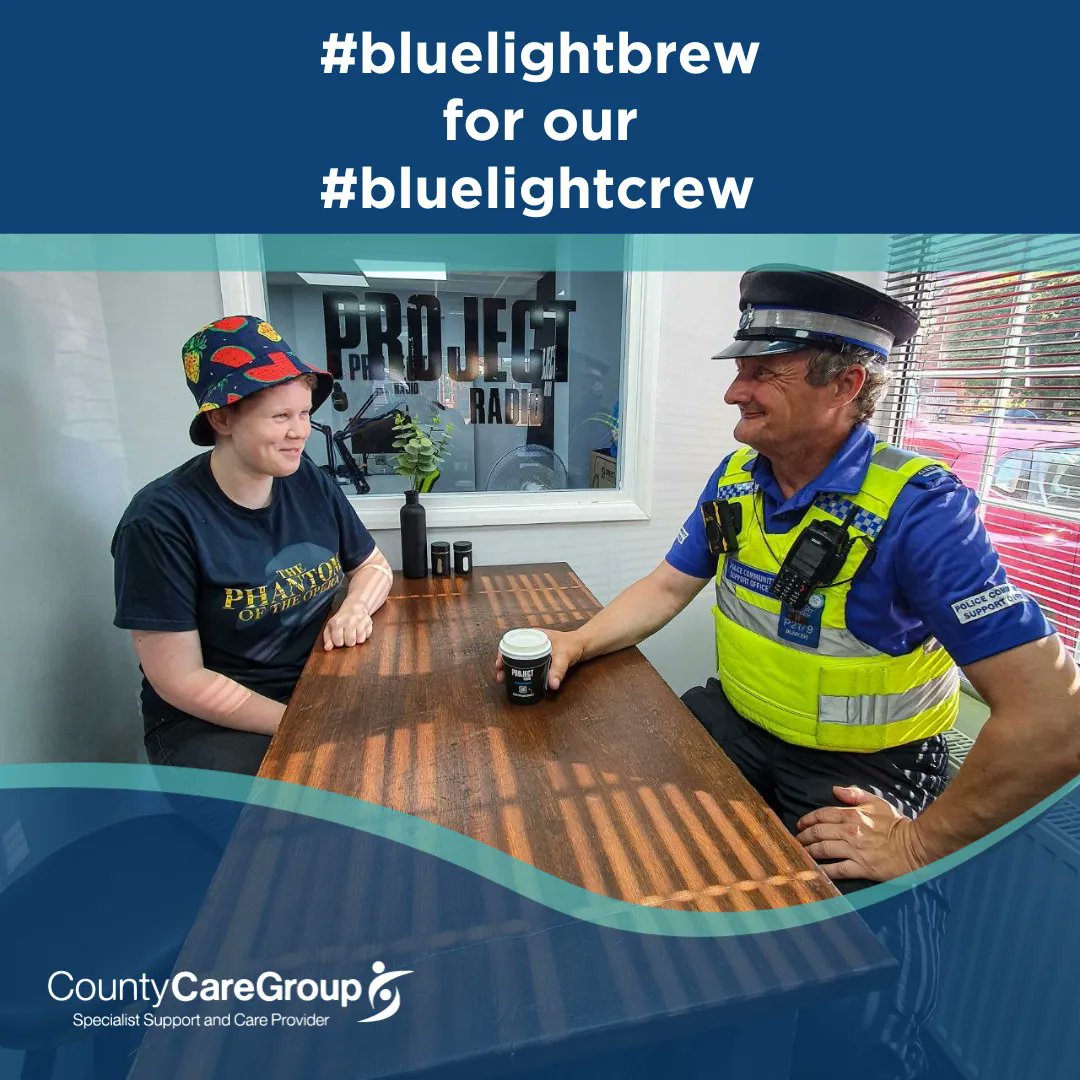 CountyCareUK's tweet photo. It was great to see PCSO Bunker from @LincolnsirePolice @SkegnessPolice here at Project Café as part of our #BLUELIGHTBREW for a blue light crew campaign 👮♂️🚨☕
#Inyourcommunity #BLUELIGHTBREW #countycare #projectcafe #projectradio #skegnesspolice #emergencyservices https://t.co/yGPNaEFkoT