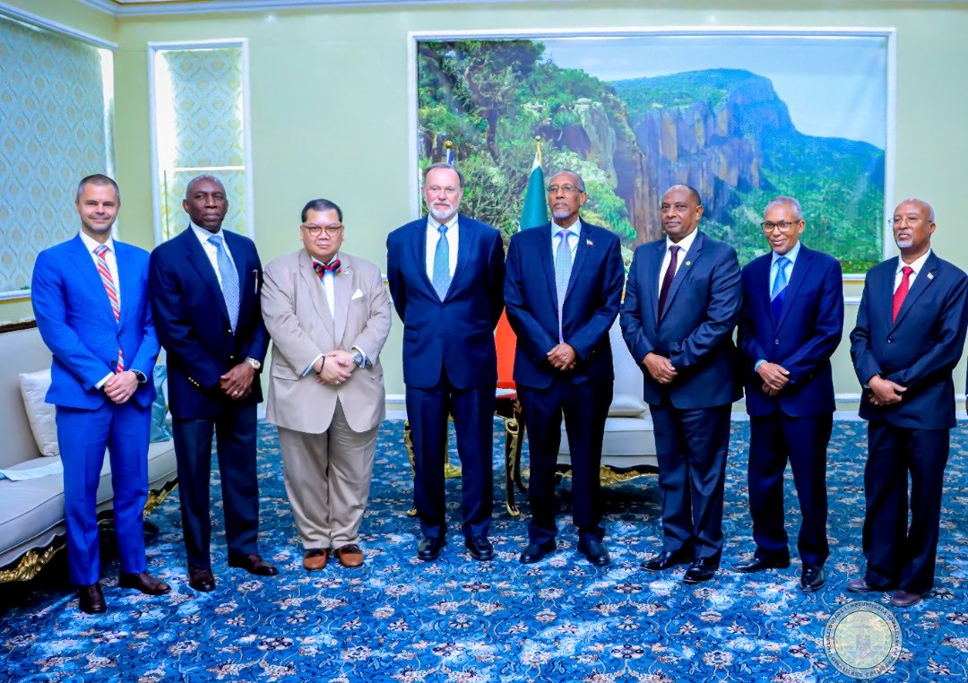 TiborPNagyJr's tweet photo. Honored to meet today with HE #Somaliland President Bihi and members of the Govt to hear about their goals for โthe little country that can!โ Looking forward to exploring this great nation. Rest of world should recognize de jure what is de facto! https://t.co/tyqznEQl6B
