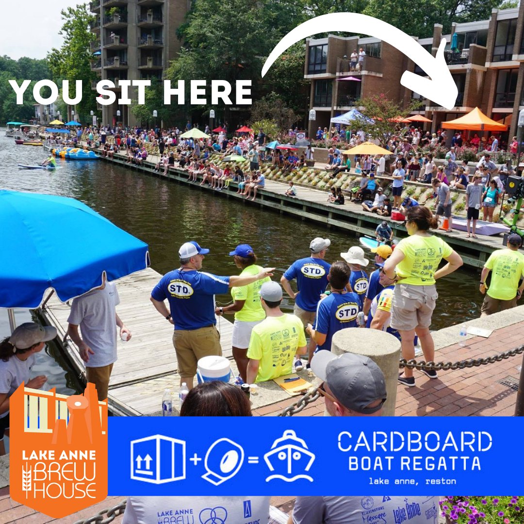 lakeannebrew's tweet photo. TODAY is the BEST DAY at Lake Anne Plaza! The Cardboard Boat Regatta starts at 2pm – get here early and stay to CHEER super loud for the LABH boat!
.
#lakeannecardboardboatregatta #beerboatflightfloat #lifeonlakeanne #cardboardboat #restonva #restonbeer #saturday #fun #bestday https://t.co/fcIA3Y97Dj