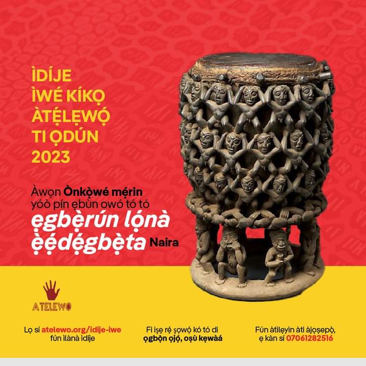 In 2020, we (Àtẹ́lẹwọ́) launched ÀTÉLEWO Prize for Yorùbá Literature to support previously unpublished writers working in Yorùbá language. punchng.com/cultural-group… Two years later, we are accepting submissions for the 3rd edition of the Prize.