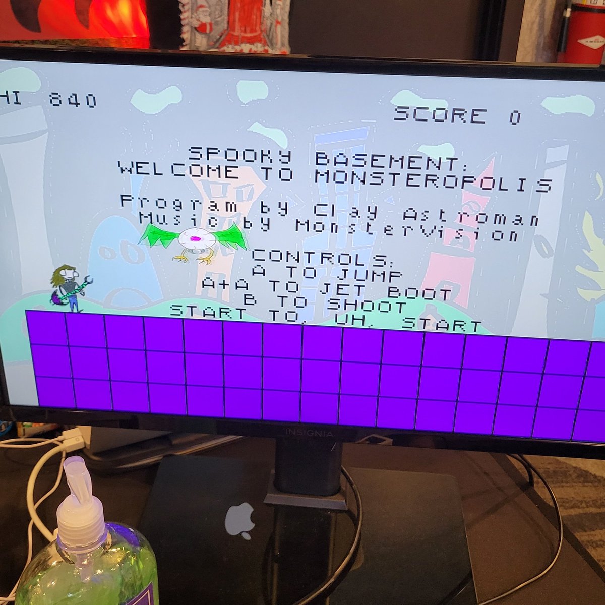 ClayAstroman's tweet photo. Monster Mania Day Two! We have the ORIGINAL game loaded today, just for nostalgia's sake and not because the new game keeps crashing. Come jump and shoot eyeballs like it's 2016! 🎃👁️🔫

#spooky #spookybasement #horror #halloween #horrorcomedy #SpookyBasementSaturdays https://t.co/ECFcs5eAQn