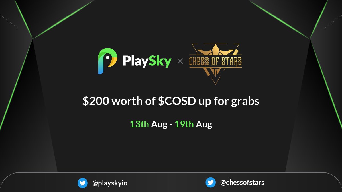 playskyio's tweet photo. 🎁Collab-Giveaway with @chessofstars🎁

To enter
🔹Rt,❤️, @ 3 frds
🔹Follow @playskyio &amp; @chessofstars
🔹Join https://t.co/M1PiI8Dta3 &amp; https://t.co/0Z1qxFMuQJ
🔹Join https://t.co/i4tl8ML2rZ &amp; https://t.co/DqGAXnJebI
🔹Fill https://t.co/JBSEatZilp

#Giveaway #Airdrop https://t.co/N6qrkgCHzQ