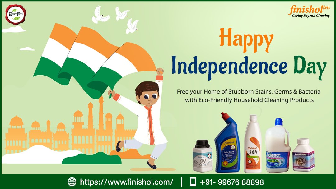 Finishol1's tweet photo. Let us Switch to Organic Products and make India a Cleaner and Greener country for a Healthy and Safe Future

Finishol wishes you #HappyIndependenceDay !!

https://t.co/bx8JrbeeI5
.
.
#greenproproducts #buycleaningproductsonline #finishol #CleaningProductsOnline #india https://t.co/ERGjhbYrLF