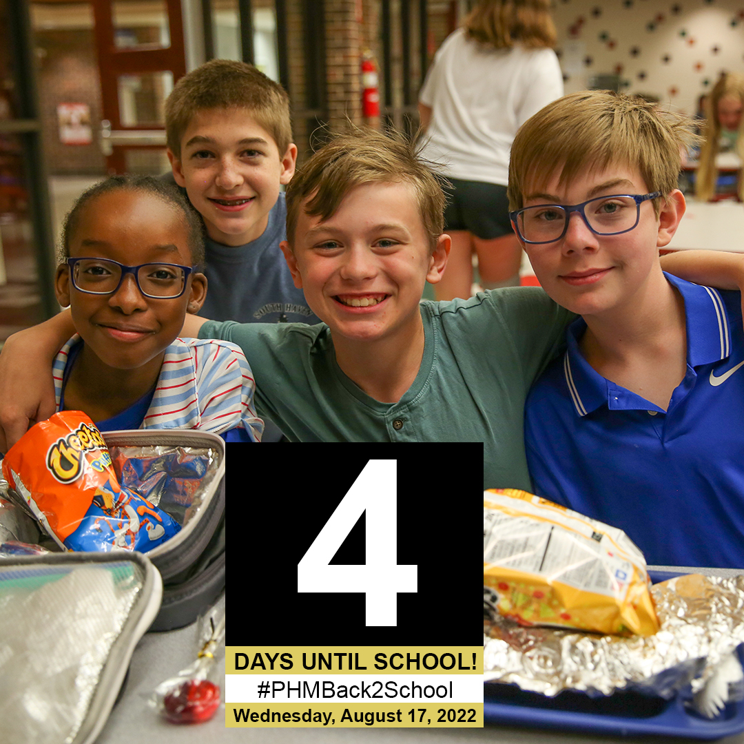 PHMschools's tweet photo. 4 days left until school, have a great weekend! #PHMBack2School #PHMExcellence https://t.co/692W9OaASk