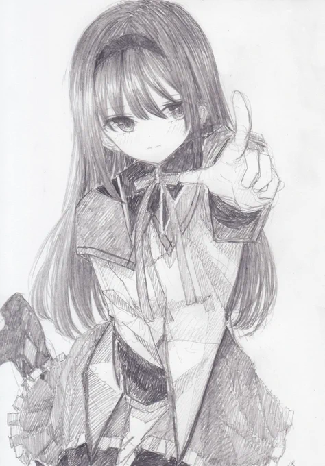シャーペンで描きました。魔法少女まどか☆マギカから、暁美ほむらです#魔法少女まどかマギカ 