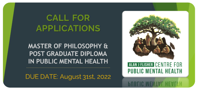 🔔 Reminder! Application due date 31 August 2022 for Post-graduate Diploma (PGDip) in Public Mental Health and Master of Philosophy (MPhil) in Public Mental Health in 2023. cpmh.org.za/teaching/post-… cpmh.org.za/teaching/maste…