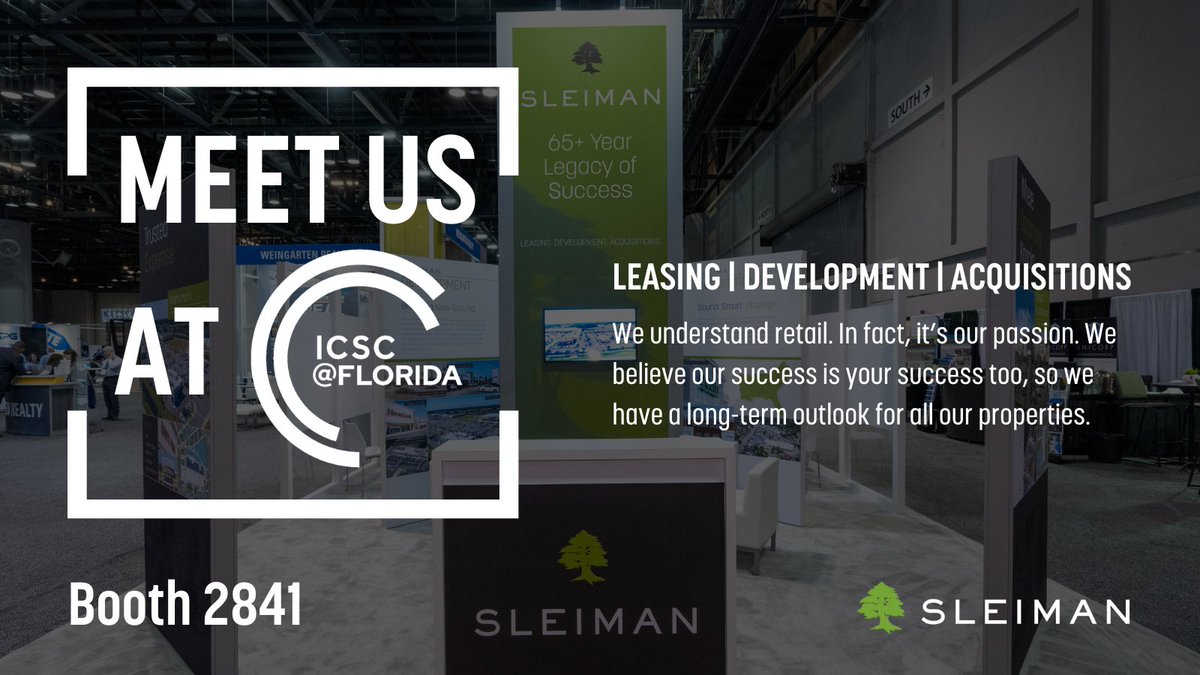 SleimanEnt's tweet photo. Mark your calendars and meet us at @ICSC Florida on August 28-30. Stop by our booth 2841 to say hello and learn how we can work together!
#sleiman #ICSCFlorida https://t.co/dZJneVDdg8
