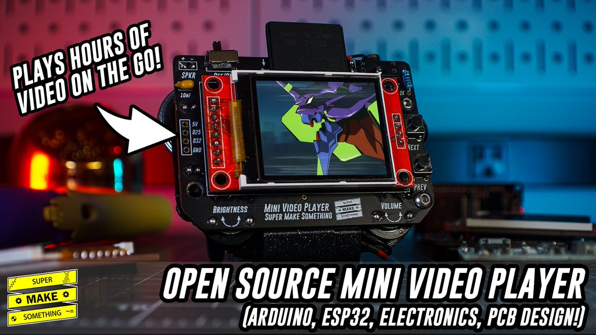 SuperMakeSmthng's tweet photo. It's getting serious now! The #MiniVideoPlayer episode is SO CLOSE to being done! (Only one section left to edit! 🤩) If you want to get a head start on the project, the source code and bill of materials are now on @github! Check it out here and get ready! https://t.co/b319x9KaX4 https://t.co/moymbV7V78