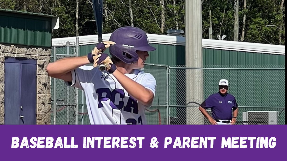 4PCAPanthers's tweet photo. Panther baseball is hosting an interest and parent meeting on August 15 at 6 p.m. in PCA’s cafeteria for students in grades 7-12 interested in trying out for the upcoming season. #gopanthers https://t.co/bmYbiegyLu