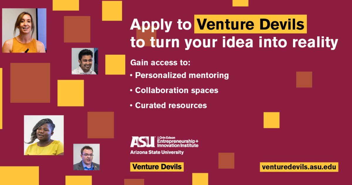 EntrepreneurASU's tweet photo. 8 DAYS LEFT! Apply to Venture Devils by August 21, 2022 to:
- Cultivate your entrepreneurial mindset
- Build your community
- Access resources to build your idea
https://t.co/XEgmfh6F3Q #Entrepreneurship #Innovation #VentureDevils https://t.co/cGcNtf5GTk