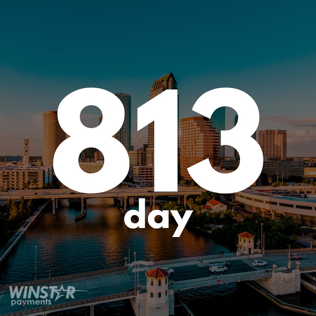Happy 813 Day! Winstar is based in Tampa, FL &amp; this date is special because it matches the Tampa area code, 813! If you're local to Tampa, get out and enjoy our beautiful city today🌴&amp; if your business needs help with credit card processing, email info@winstarpayments.com #813day