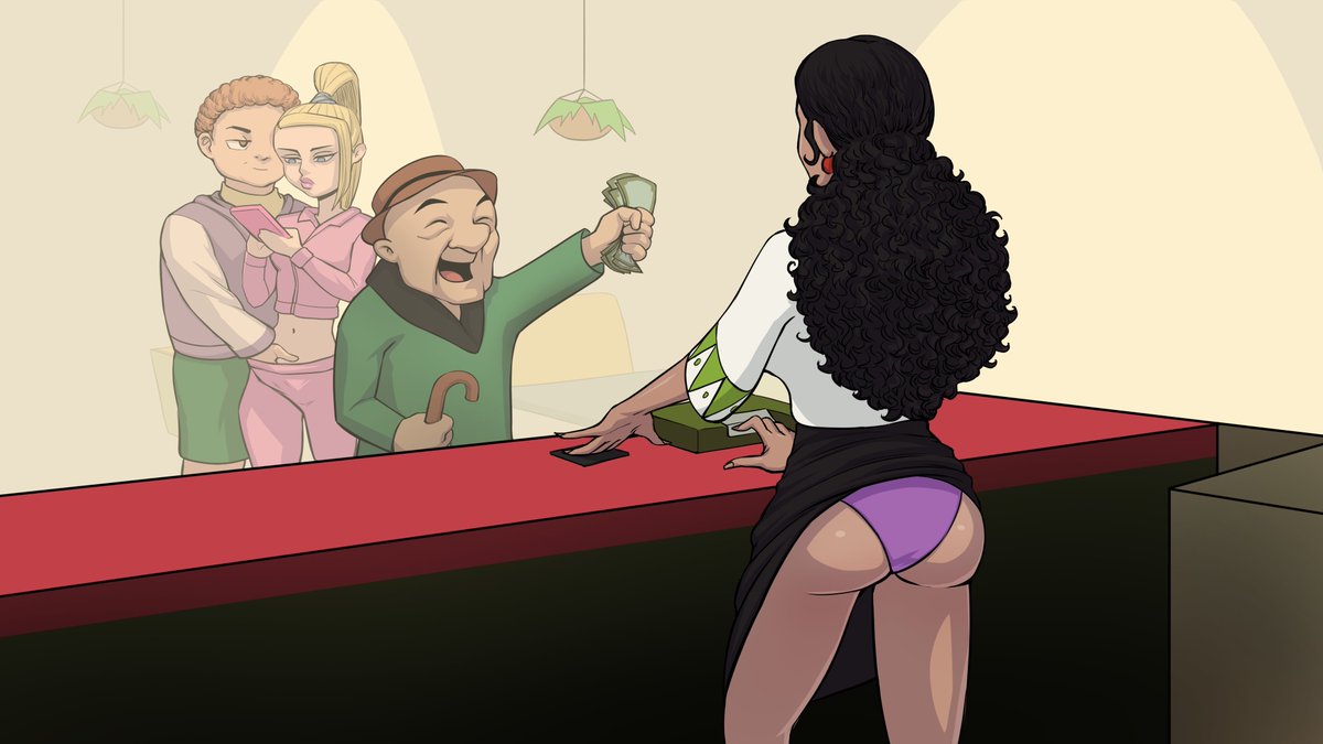 Started Project Possible 0.6 drawings.
This pic is from Project Possible 0.3. I like to put easter eggs and character cameos whenever I get a chance. Those two teens are 'Paranorman'. And Mr. Magoo says "Shut up and take my money"