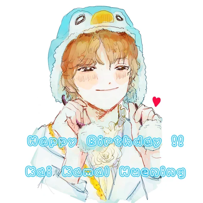 今日誕生日らしいので友人の推しであるヒュニンカイ君描いた〜かわちい 