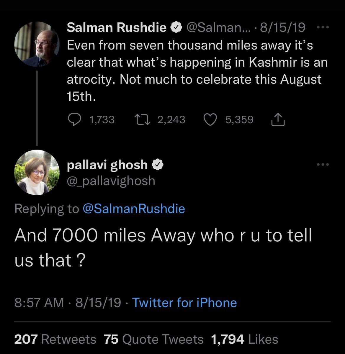 DiscourseDancer's tweet photo. A lot of those discoursing about Rushdie and the threat of Islamic terror today were rather happy to have him suffer for words he had written not too long ago. A cursory look at the response to this tweet by him can show that hindutva has no guiding philosophy except islamophobia https://t.co/bMh5Z8a8o6