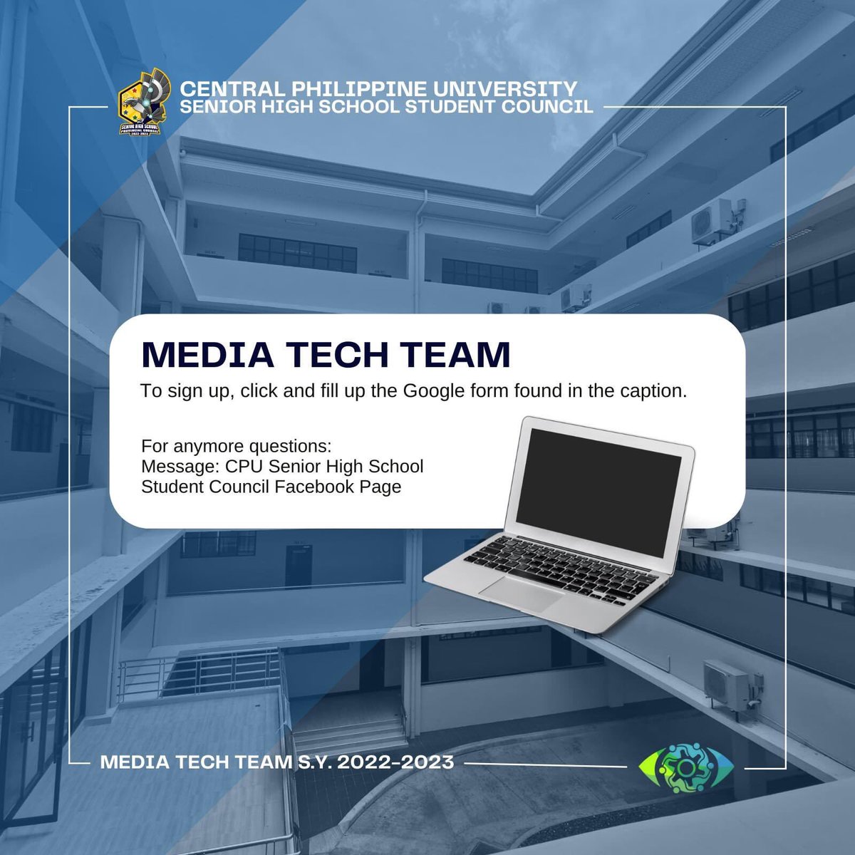 cpushs_sc's tweet photo. 📣 MEDIA TECH TEAM CALL FOR MEMBERS! 🧑🏻‍💻👩🏻‍💻

Hear ye, Steelhawks! 🦅 

The CPU SHS Media Tech Team is looking for Tech-savvy students willing to join us in assisting our department! 

See details down below! 
https://t.co/TmlRlzCOn5

#MediaTechTeam
#7ustrousSTLHWKS
#Liwanag7awin https://t.co/QcJang0nlX