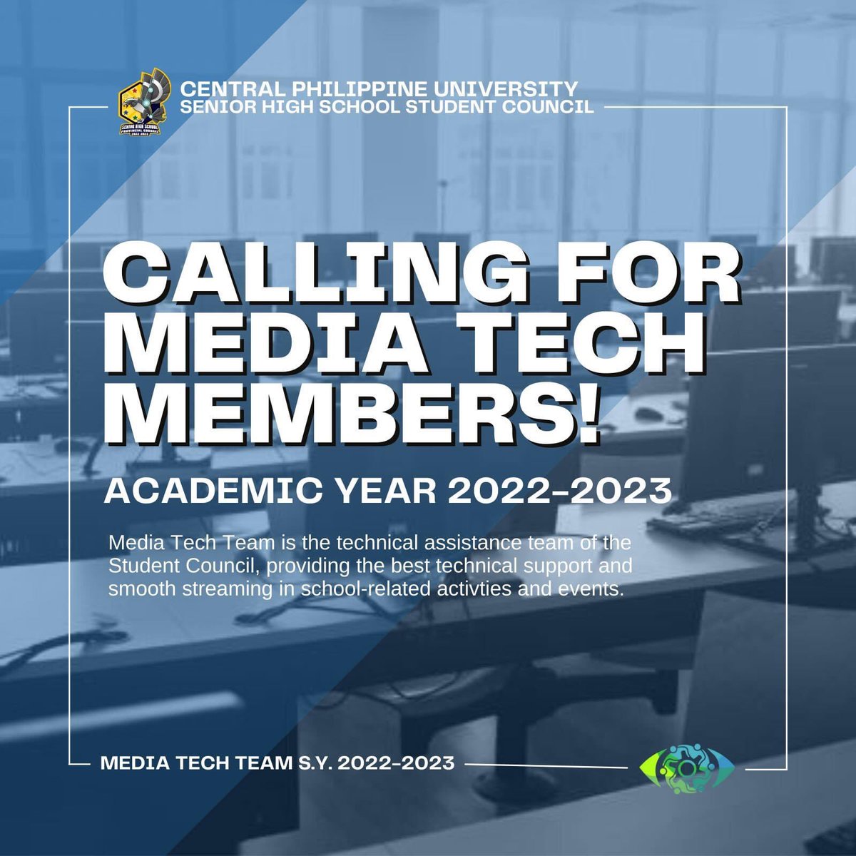 cpushs_sc's tweet photo. 📣 MEDIA TECH TEAM CALL FOR MEMBERS! 🧑🏻‍💻👩🏻‍💻

Hear ye, Steelhawks! 🦅 

The CPU SHS Media Tech Team is looking for Tech-savvy students willing to join us in assisting our department! 

See details down below! 
https://t.co/TmlRlzCOn5

#MediaTechTeam
#7ustrousSTLHWKS
#Liwanag7awin https://t.co/QcJang0nlX