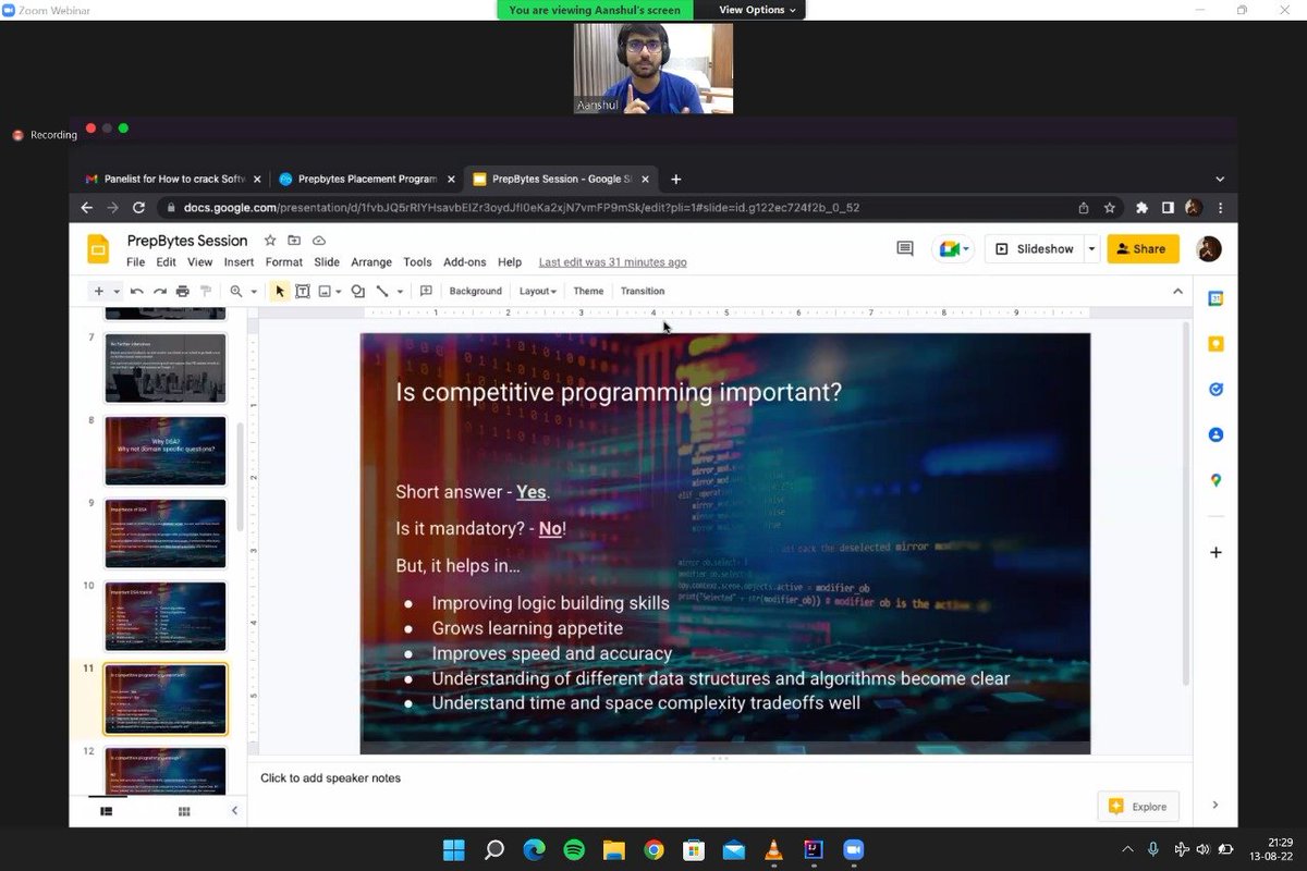 singhrishabh93's tweet photo. Thank You @AanshulSadaria Sir and @prepbytes0211 for conducting a great session on How to crack Technical Rounds of Product Based Companies 
#prepbytes https://t.co/EKK1052rV3