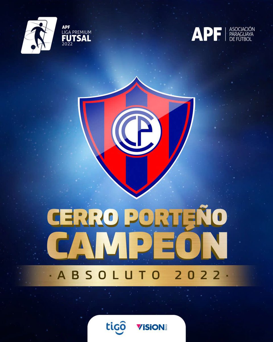 FutsalAPF's tweet photo. 𝘌𝘓 𝘊𝘐𝘊𝘓Ó𝘕, 𝘚𝘐𝘌𝘔𝘗𝘙𝘌 𝘊𝘈𝘔𝘗𝘌Ó𝘕 🏆🎉

🔴🔵 @CerroFutsalFIFA es el campeón absoluto de la #LigaPremium2022. 

¡𝑺𝒂𝒍𝒖𝒅 𝒂𝒍 𝒄𝒐𝒏𝒋𝒖𝒕𝒐 𝒂𝒛𝒖𝒍𝒈𝒓𝒂𝒏𝒂!🥇 https://t.co/VDPivjnosY