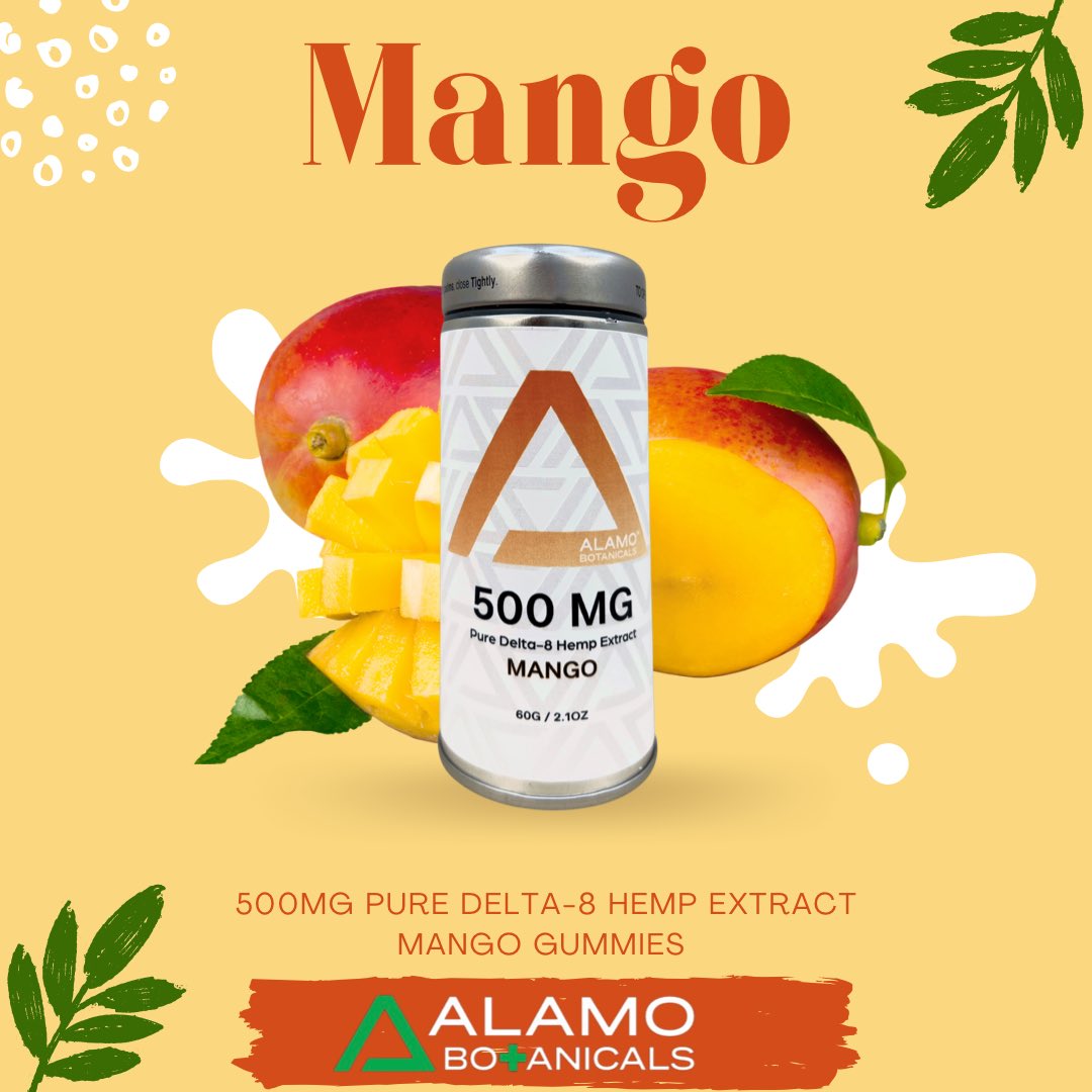 AlamoBotanicals's tweet photo. DELICIOUS DELTA 8! 🥭Our flavorful gummies are such a treat! Each Alamo Botanicals Gummy has 25MG of pure Delta-8 Hemp extract. If you’re curious about our Delta-8 gummies, we definitely recommend trying them! https://t.co/HIPaxGODXz