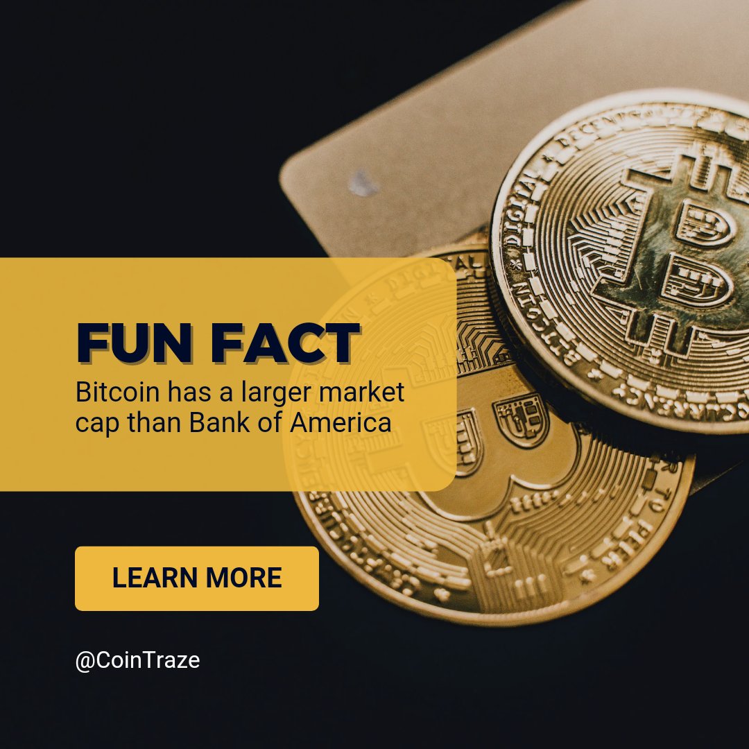 #Bitcoin has a larger market cap than the Bank of America.
