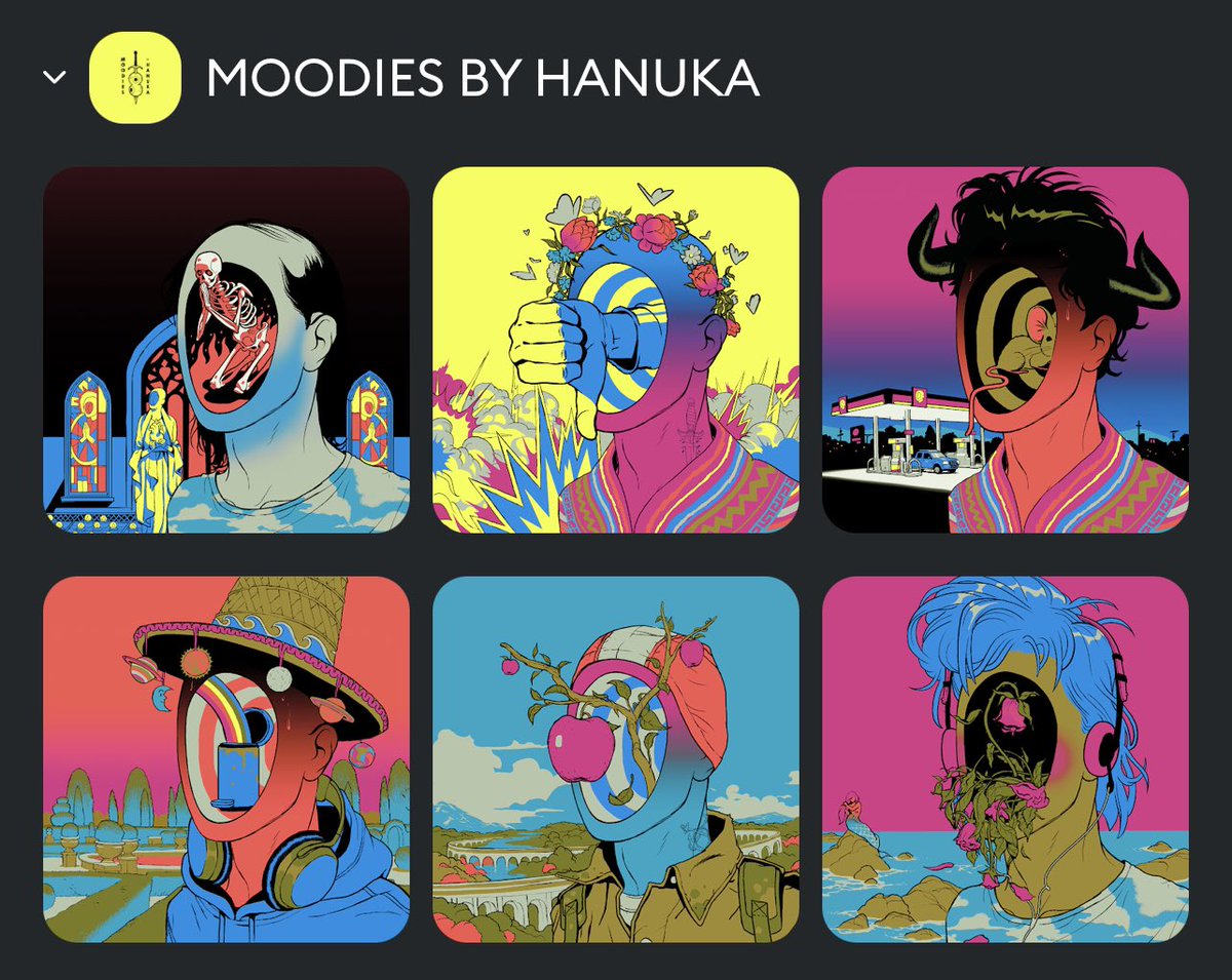 CryptoMissy's tweet photo. Meet the kids! @moodiesbyhanuka #MoodiesbyHanuka #WAGMOOD @RealistComics @tropical_toxic https://t.co/QsvyiLCurC