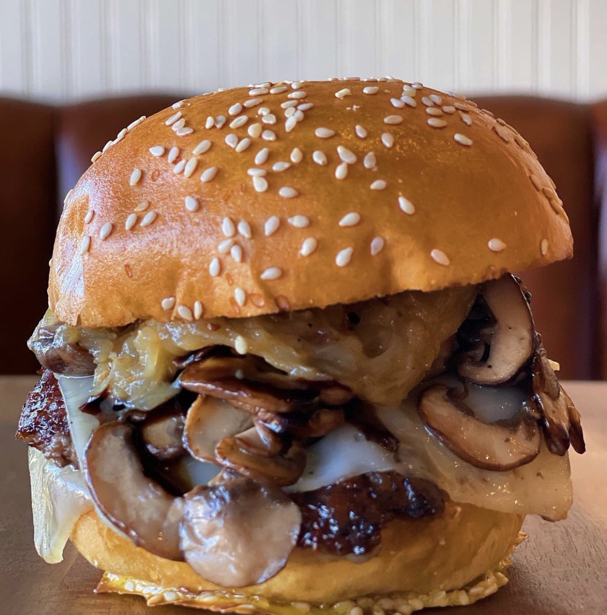 Mushroom &amp; sautéed onions  lovers, this one’s for you.
Mellow Gee loaded with your favs and melted cheese. 
Available now via your favorite app or IRL @whiskeydiner!
#GeeBurgerNow