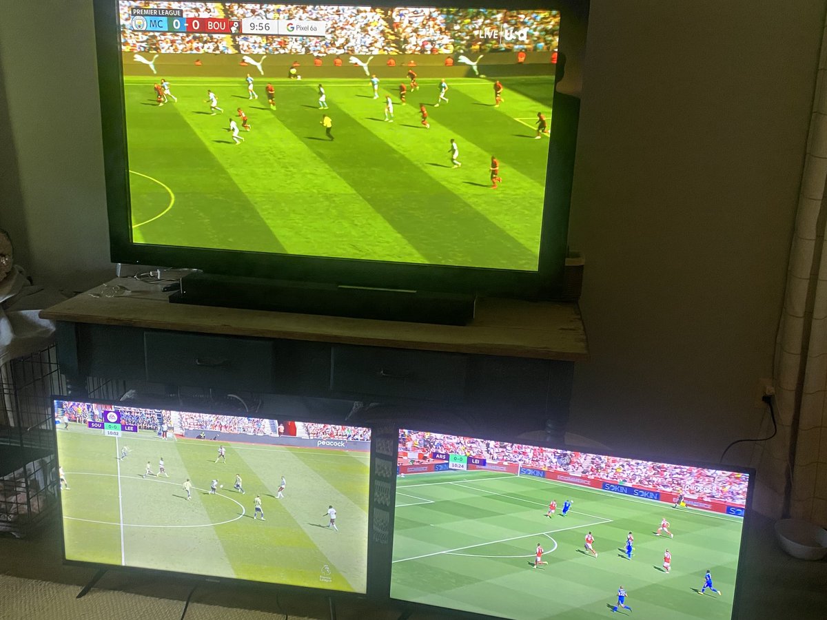 2xjn's tweet photo. You might say we are excited that ⁦@premierleague⁩ is back in full swing. Last Saturday with the girls before they head off to school.  Great way to spend a Saturday morning with them. https://t.co/lTH1SlQLwY