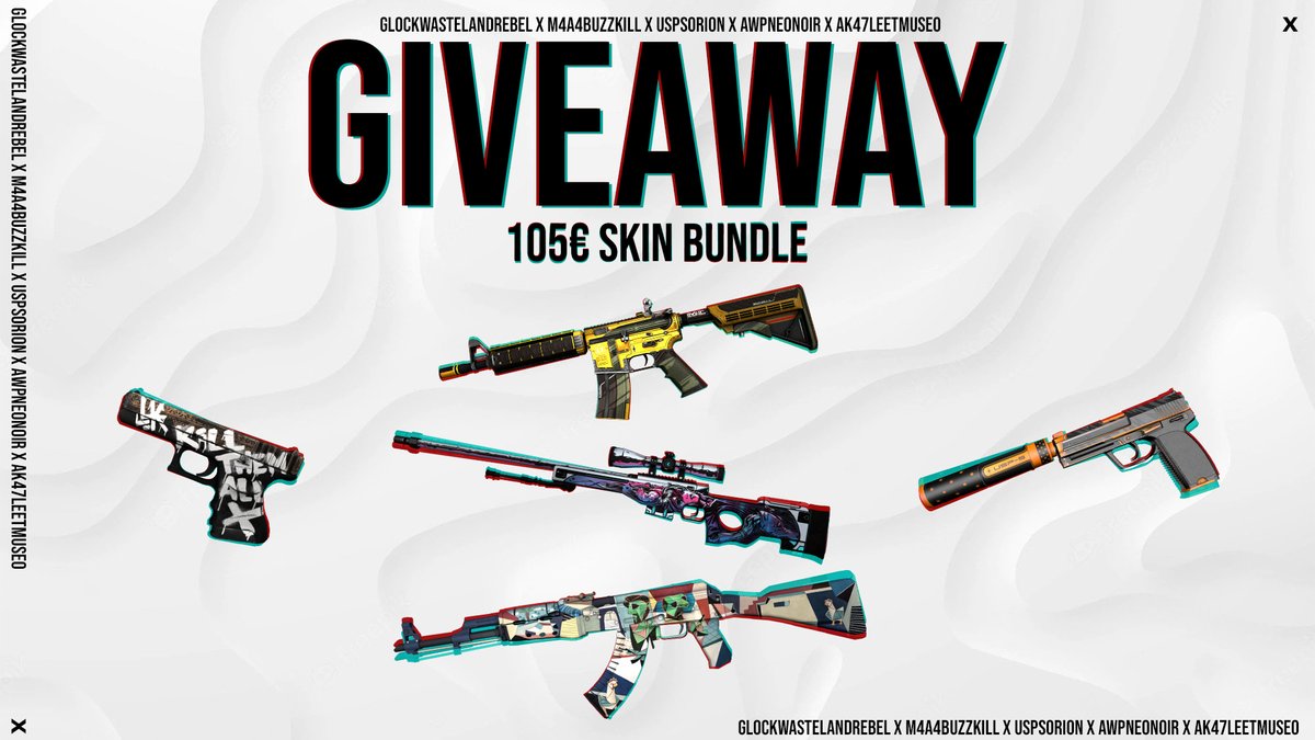 🔥GIVEAWAY!

I'll be giving away a 105€ FT bundle including:
🔹M4A4 | Buzz Kill
🔹Glock-18 | Wasteland Rebel
🔹USP-S | Orion
🔹StatTrak™ AK-47 | Leet Museo
🔹AWP | Neo-Noir

To participate
🔹Follow me <a href="/OfficialpakesZ/">Patrik Rozsos</a>
🔹Retweet
🔹Tag a friend

Rolling on the 25th of Sep!🥰
GL!🫶