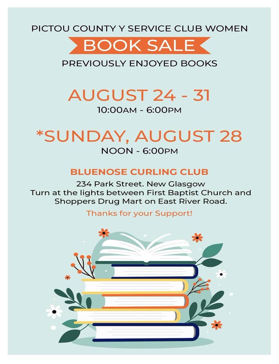 YMCAPictouCo's tweet photo. Sharing for a Partner of our Y
#booksale #yserviceclub https://t.co/KMmIZ6aKJH