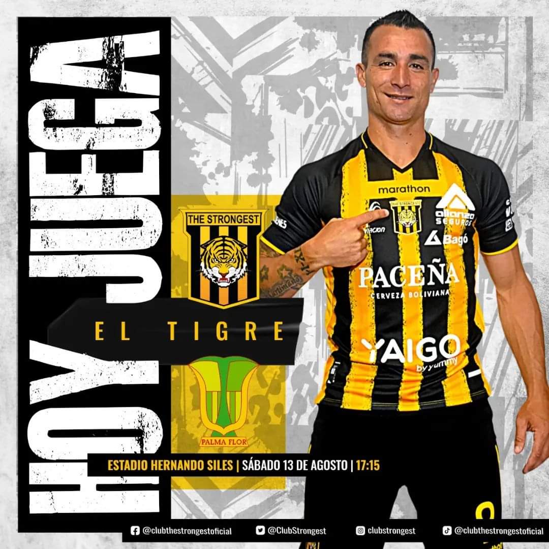 ClubStrongest's tweet photo. ʜᴏʏ ᴊᴜᴇɢᴀ ᴇʟ #ᴛɪɢʀᴇ 🐯

🆚 Palmaflor
🕚17:15
🏟Estadio Hernando Siles 
🏆Copa Tigo 

#VamosTigre https://t.co/49mcfn2AbA