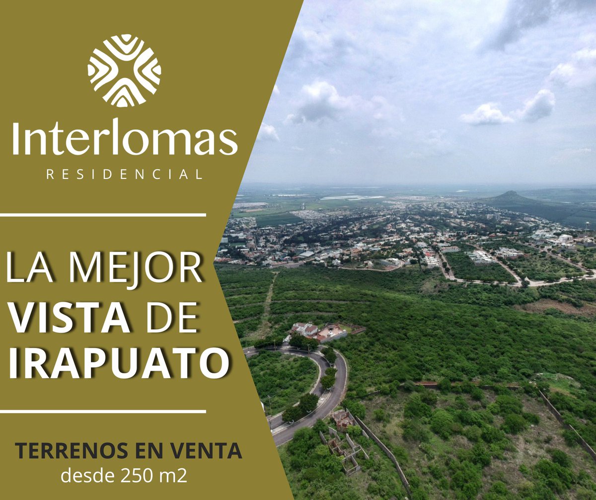 InterlomasIrap's tweet photo. Terrenos residenciales en venta, ubicados en una de las zonas con la mejor plusvalía y vistas privilegiadas de la ciudad de Irapuato. 

Hemos diseñado mejores planes de financieros.
Llama hoy o envía un WhatsApp al 462 142 0400 y agenda una cita.
#SomosUnaRealidad #ViveVerde https://t.co/nKBMf1EcFN