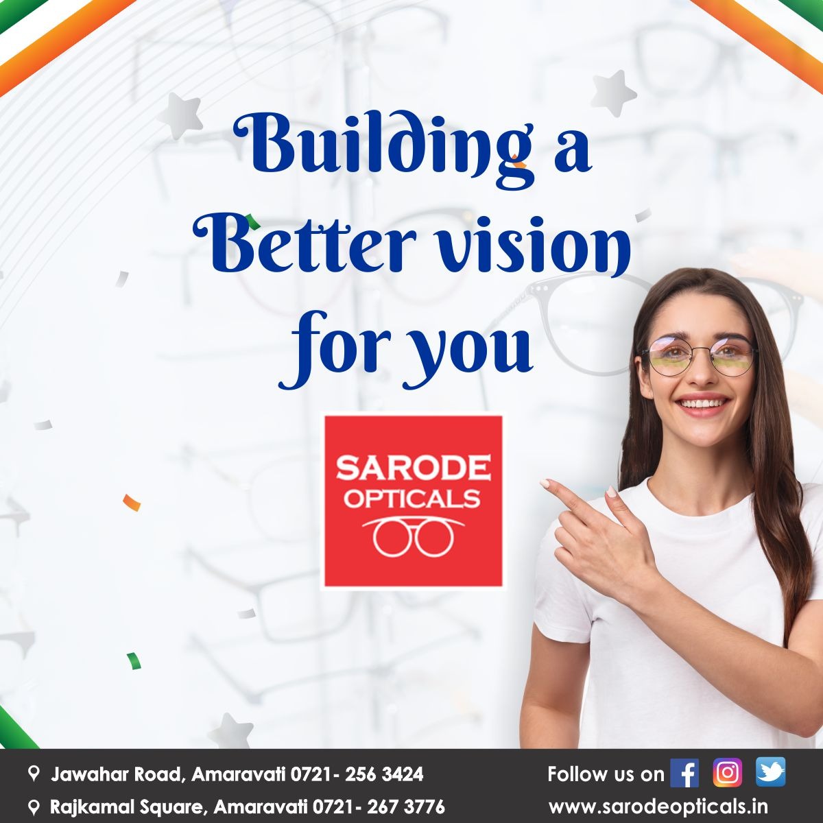 sarodeopticals's tweet photo. This Independence Day, give your eyes some freedom from the untrustworthy old specs that interrupt and cause visual troubles. Sarode Opticals offers the most excellent choices of spectacles, frames, contact lenses, and other accessories.
#sarodeopticals #optician #IndependenceDay https://t.co/MaRpdpEoyE