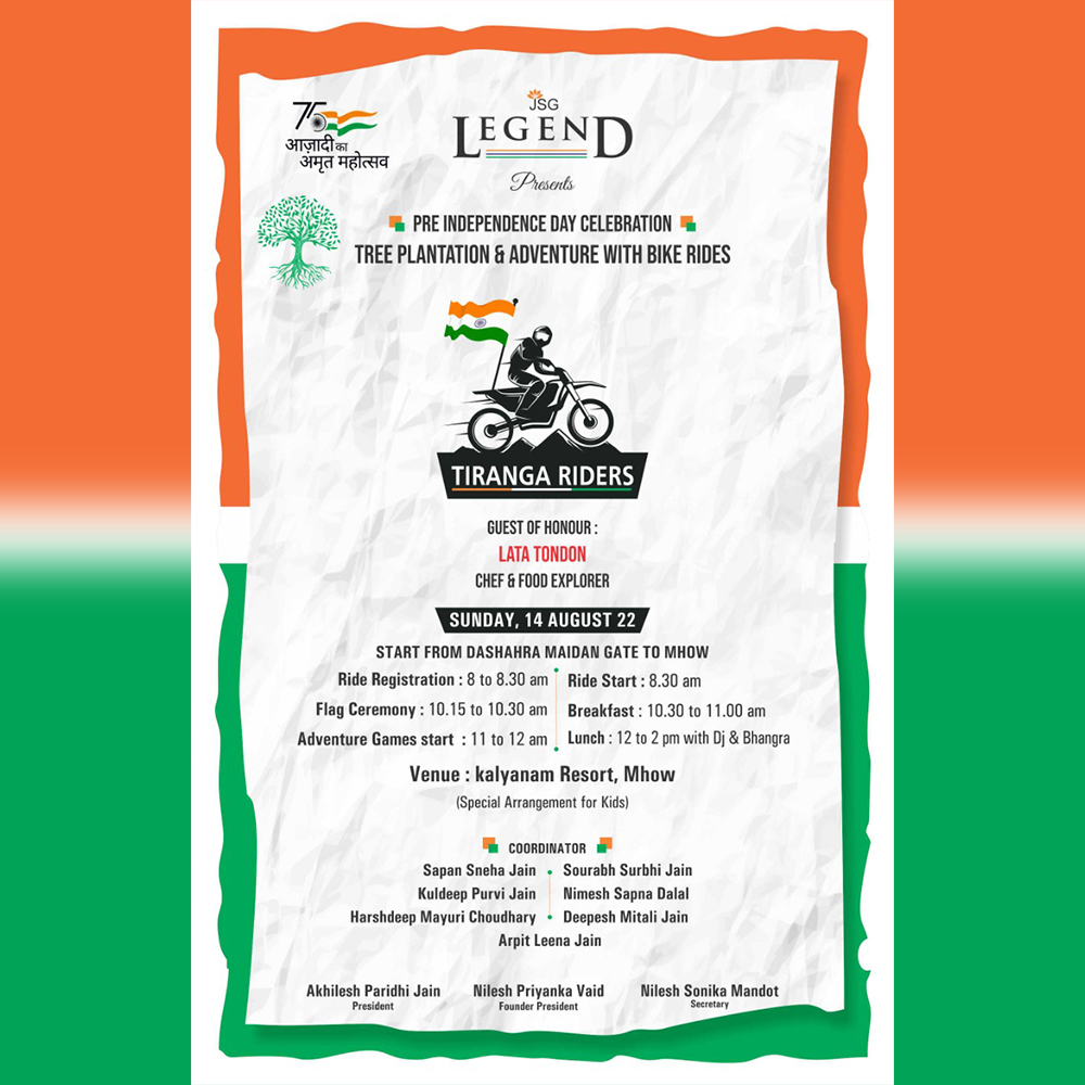 chef_lata's tweet photo. It's an Honor to be a part of this Great Initiative of Lagend Group.
Feeling of this Love and dedication for once country in priceless. All the very best for this amazing initiative event 🙏

#jsglegend #chef4x4 #cheflife #india #tiranga #TirangaYatra #75independenceday #JaiHind https://t.co/J0xPaUnRMh