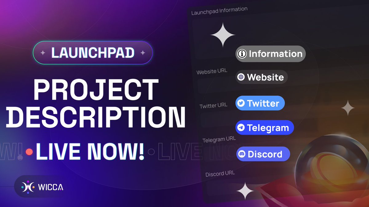 Easily lauch your project and show them to the world🪄

Add your project description ℹ️ and contact 🕊on app.wicca.money 🔮

#Terra2 #launchpad #Lunatics