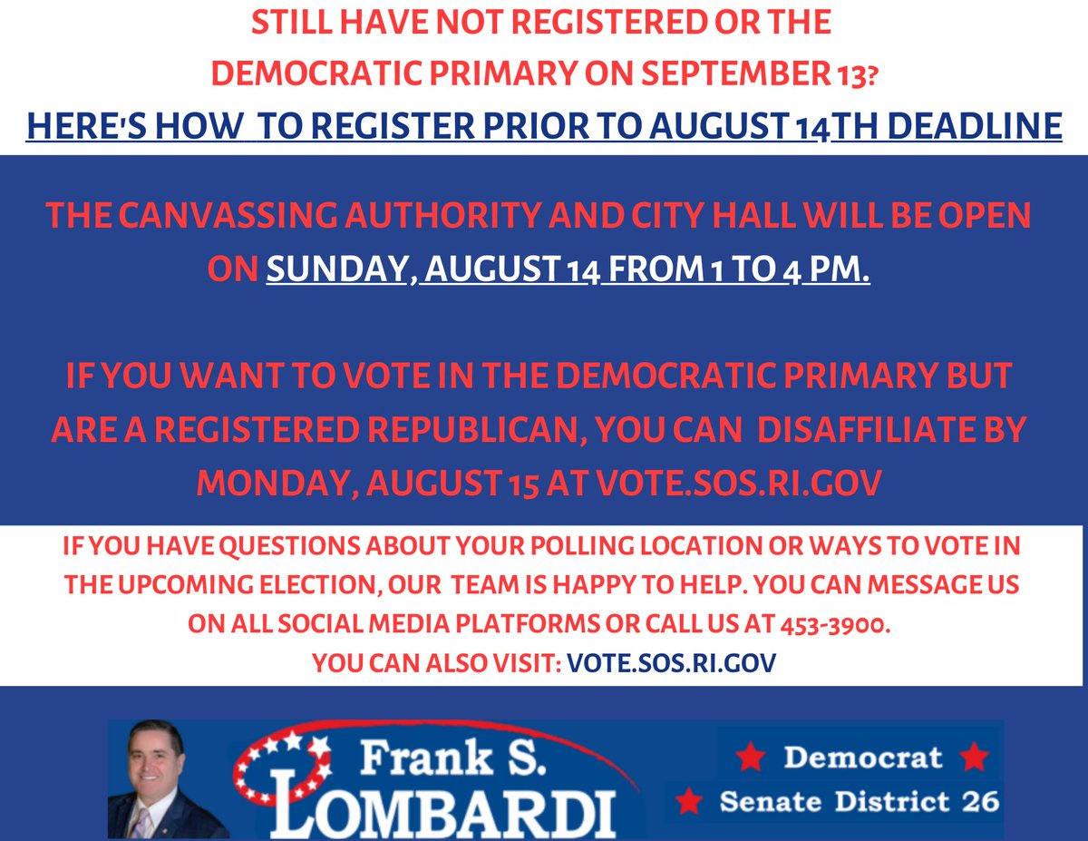 Some important dates are right around the corner for the upcoming primary election! Hope to see you at the polls on September 13.