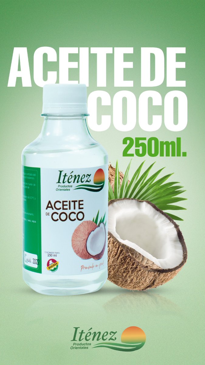 ITENEZ's tweet photo. Aceite de coco, prensado en frio
#productosnaturales
#alimentacionsaludable https://t.co/Obkw8RfQB2