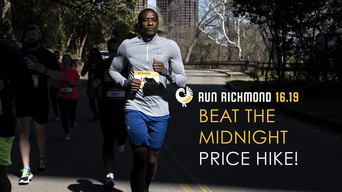 Beat the Midnight Price Hike on August 15 and sign up for RUN RICHMOND 16.19. We’re under 40 days away! 

👉 Register today, runrichmond1619.org/join-us/